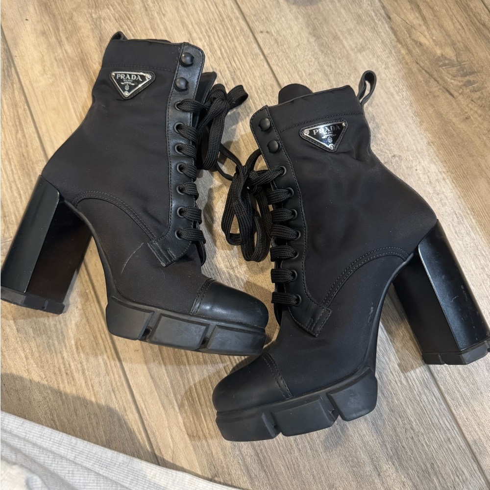 Prada Black Chunky Heel Boots